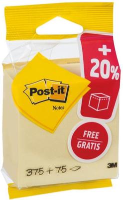 Post-it Notes kubus ft 76 x 76 mm, geel, blok van 450 vel, op blister
