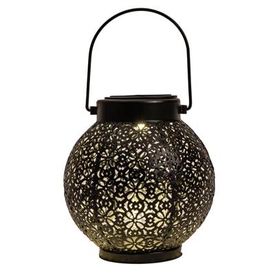 Anna's Collection Solar lantaarn metaal mat zwart 16 x 14,5 cm