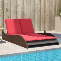 Ligbed met kussens bruin 114x205x73 cm poly rattan - thumbnail