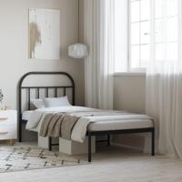 Bedframe met hoofdbord metaal zwart 90x200 cm - thumbnail