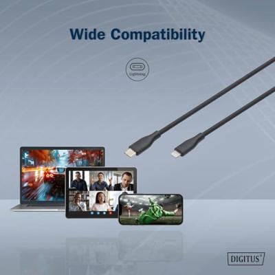 Digitus AK-600110-020-S USB-kabel USB 2.0 Apple Lightning stekker, USB-C stekker 2.00 m Zwart Flexibel, Zeer flexibel, Met USB, Silicone, Uitstekende Digitus AK-600110-020-S USB-kabel USB 2.0 Apple Lightning stekker, USB-C stekker 2.00 m Zwart Flexibel, Zeer flexibel, Met USB, Silicone, Uitstekende