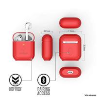 Staand hoesje voor AirPods 1 & 2 siliconen AirPods hoesje, zichtbaar oplaadbaar, extra grip hoogglans oppervlakteafwerking, compatibel met draadloos opladen - Rood - thumbnail