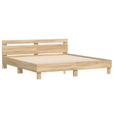 Bedframe met hoofdeinde en LED sonoma eikenkleurig 180x200 cm