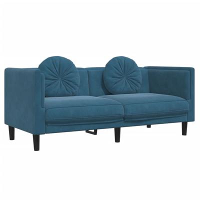 3-delige Loungeset met kussens fluweel blauw