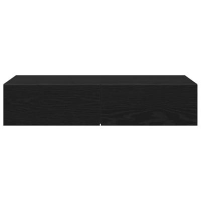Wandschap met lades 80x33x17 cm bewerkt hout zwart