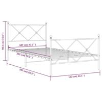 Bedframe met hoofd- en voeteneinde metaal zwart 107x203 cm - thumbnail