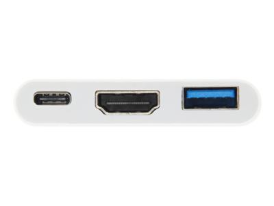 Equip 133461 usb type c to hdmi female/usb a female/pd adapter, 4k, pastic, 15cm, white