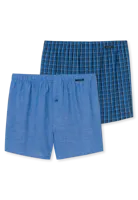 2-Pack heren wijde boxershort katoen woven - Losse blauwe 100% katoenen boxershorts - thumbnail
