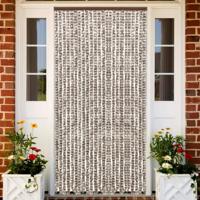 Vliegengordijn 100x220 cm chenille taupe en wit - thumbnail
