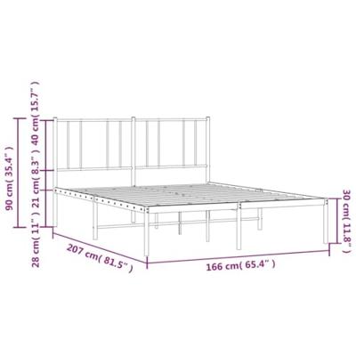 Bedframe met hoofdbord metaal wit 160x200 cm