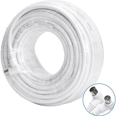 Coax Kabel 25m met Haakse Connectoren - Wit