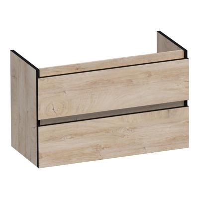 Brauer Joy Edge - Onderkast Ondiep - 80 cm - met 2 Softclose Lades Greeploos en 1 Sifon Uitsparing - Forest Wheat