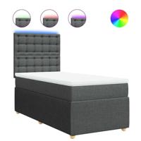 Boxspring met matras stof donkergrijs 90x190 cm - thumbnail