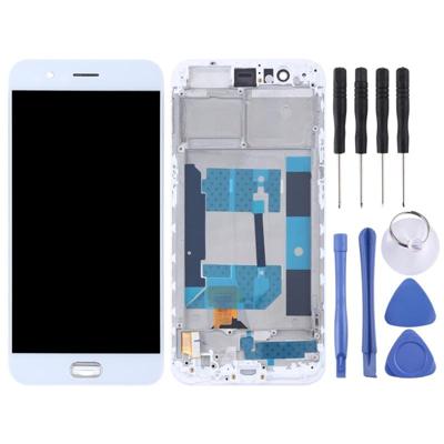 TFT-materialen LCD-scherm en digitizer volledige assemblage met frame voor OPPO R11 (wit)