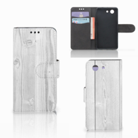 Sony Xperia Z3 Compact Book Style Case White Wood - thumbnail