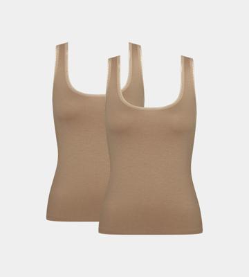 2-pack dames hemden GO brede band - Biologisch katoenen dames onderhemd - Ronde hals