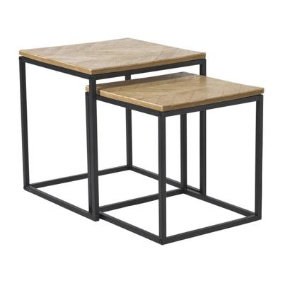 Bijzettafeltjes visgraat - bruin/zwart - set van 2