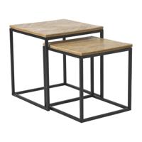 Bijzettafeltjes visgraat - bruin/zwart - set van 2 - thumbnail