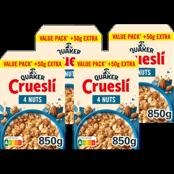 Quaker Cruesli 4 Noten Voordeelverpakking 4 x 850 gr bij Jumbo