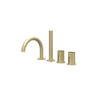 Badrandcombinatie IVY Tribe 4-gats Mengkraan Met Uittrekbare Handdouche Draaibare Uitloop RVS316 Geborsteld Mat Goud PVD - thumbnail