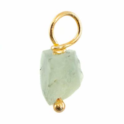 Ruwe Edelsteen Hanger Prehniet 925 Zilver & Verguld (8 - 12 mm)