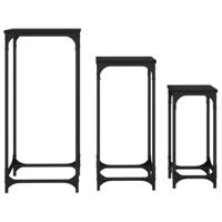 3-delige Tafeltjesset bewerkt hout zwart - thumbnail