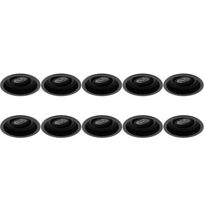 GU10 Inbouwspot 10-pack - Zwart Aluminium - Kantelbaar Ø105mm