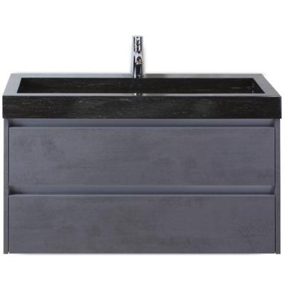 Dante Badmeubelset 100 cm - Beton Antraciet - Wastafel Hardsteen Wit Lucca