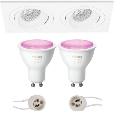 Philips Hue LED Inbouwspot Set - Dubbel Kantelbaar Mat Wit - Bluetooth
