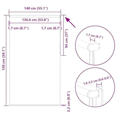 VidaXL Rolgordijn 140x150 cm verduisterend stofbreedte 136,6 cm VidaXL Rolgordijn 140x150 cm verduisterend stofbreedte 136,6 cm