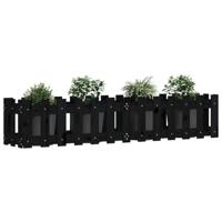 Plantenbak verhoogd hekontwerp 150x30x30 cm grenenhout zwart - thumbnail