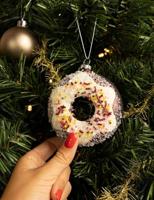 Nordic Light Kerstbal Donut Wit/Bruin 10 cm - thumbnail