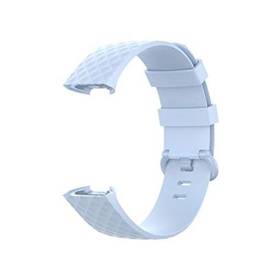 Fitbit Charge 3 & 4 siliconen diamant pattern bandje - Maat: Small - Lichtblauw - thumbnail