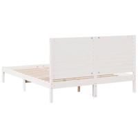 Bedframe extra lang zonder matras massief hout wit 140x210 cm - thumbnail