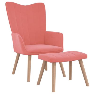 Relaxstoel met voetenbank fluweel roze Relaxstoel met voetenbank fluweel roze