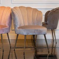 Richmond Eetkamerstoel 'Pippa' Velvet, kleur Khaki / Goud - thumbnail