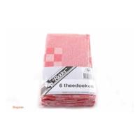 Theedoeken blok 60x65 rood pak a 6 st. - thumbnail