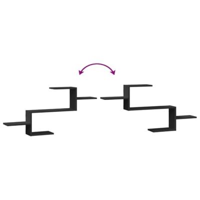 Wandschap 104x15x49 cm bewerkt hout zwart Wandschap 104x15x49 cm bewerkt hout zwart