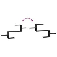 Wandschap 104x15x49 cm bewerkt hout zwart - thumbnail