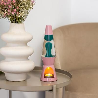 Waxinelicht lavalamp - Roze met groene lava Waxinelicht lavalamp - Roze met groene lava