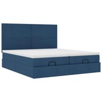 Ottoman bed met matrassen 180x200cm stof blauw - thumbnail
