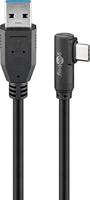 Goobay 66501 USB 3.0 naar USB C kabel 1 m / 15 W mobiele telefoon kabel / 90 graden USB C hoekstekker/oplaadkabel 5 Gbits SuperSpeed/USB Type C mobiele telefoon Samsung Sony/zwart / 1 meter - thumbnail