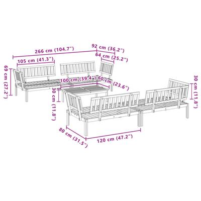 5-delige Loungeset pallet massief acaciahout