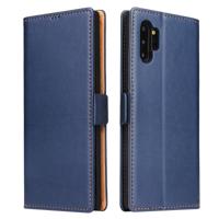 Voor Galaxy Note10 + dermis textuur PU + TPU horizontale Flip lederen draagtas met houder & kaartsleuven & portemonnee (blauw) - thumbnail