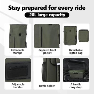 VidaXL Fietstas olijfgroen 31 x 13 x 58 cm polyester