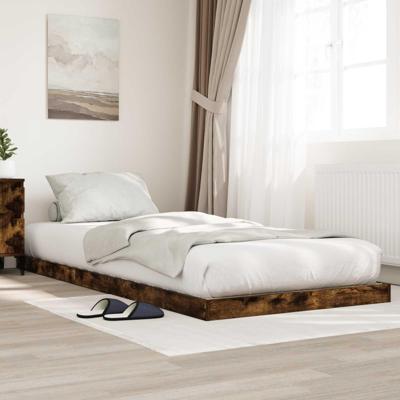 Vloer bedframe Gerookt eiken 80 x 200 cm Bewerkt hout