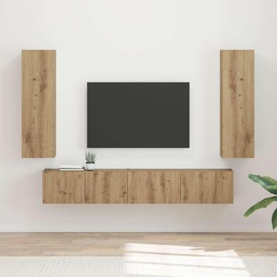 Tv-meubelset Wandgemonteerd 3 pcs Artisan Eiken Bewerkt hout