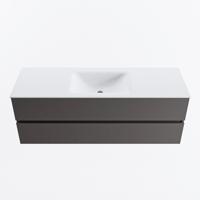MONDIAZ VICA 140cm badmeubel onderkast Dark Grey 2 lades. Wastafel CLOUD midden 1 kraangat, kleur Talc. - thumbnail