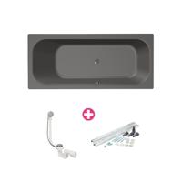 Xenz Aruba Ligbad - 170x75x48 - afvoer Midden - acryl - antraciet 6801-05 - thumbnail