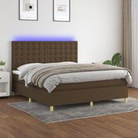 Boxspring met matras en LED stof donkerbruin 160x200 cm - thumbnail